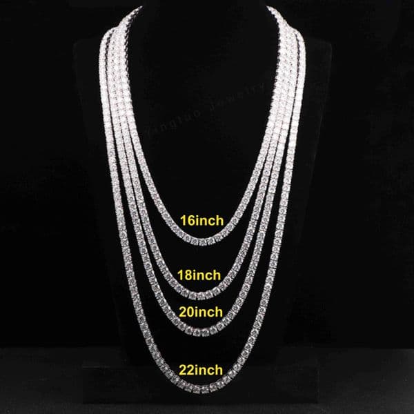 Trendy Tennis Moissanite Necklace 18K Gold Plated 925 Silver Claw Setting Link Chain for Engagement Parties