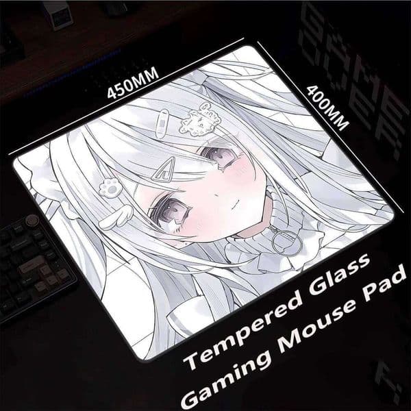 Cartoon Angel Girl Esports Photovoltaic Glass Mouse Pad Tempered Upgrade Smooth FPS Game & Office Specific Pc Laptop Desk Mat