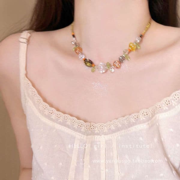Designer Jewelry Luxury Jewelry Summer Fresh Dopamine Vibe Necklace For Women, Fashionable, Sweet, Stylish, Unique, Versatile Collarbone Chain