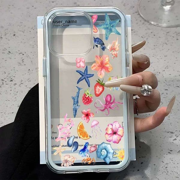Watercolor Ocean Creature 2in1 Clear Case For Samsung Galaxy S26 Ultra S25 S23 FE S24 S22 Plus A57 A37 A55 A54 A36 A35 A16 Cover