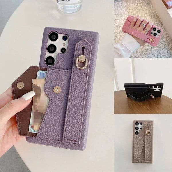 Wrist Strap Wallet Case For Samsung Galaxy S21 FE S22 S23 Plus Note 20 Ultra A52 A53 A54 Luxury Card Holder Leather Cover