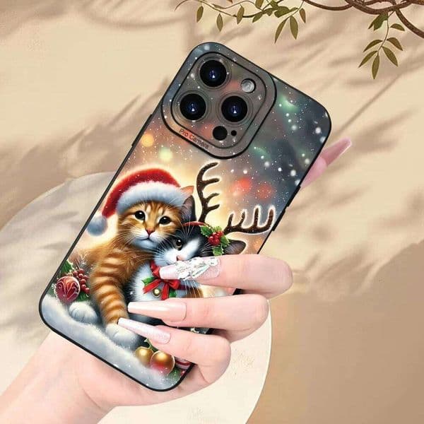 Christmas Lucky Cat Elf Pattern Case For Samsung Galaxy S23 S25 S24 Ultra S22 S21 FE Plus A54 A55 A53 A16 A35 A34 A33 A15 Funda
