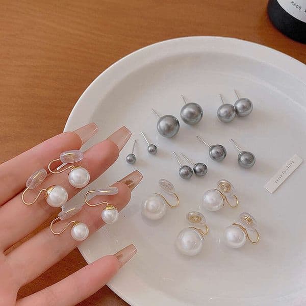Designer Jewelry Luxury Jewelry Ins-Style Pearl Mosquito Coil Clip-On For Women Without Pierced Ears, High-End, Simple And Elegant, Light Luxury, Gray Earrings