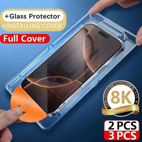 Dust Free Installation Screen Protector For iPhone 16 17 13 14 11 12 15 Pro Max Mini XR XS 7 8 Plus SE Full Cover Tempered Glass