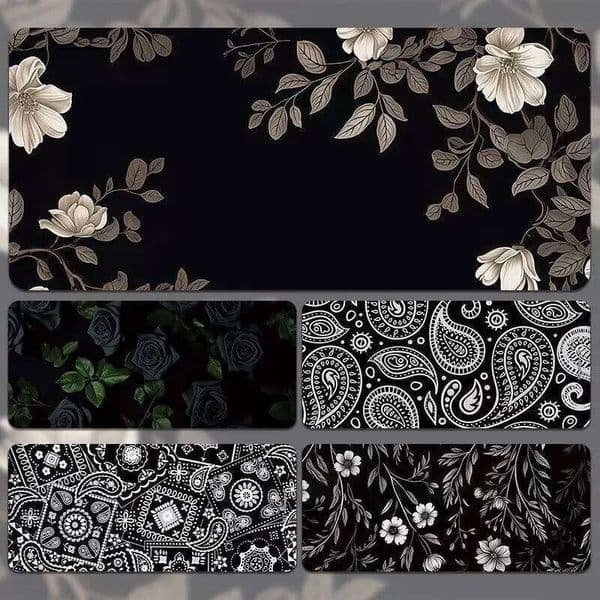Drak Style Cool Paisley Pattern Rubber Mouse Gaming Large Small Laptop Deskmat Keyboard Mat Stitched Edge Non-Slip Desk Pad