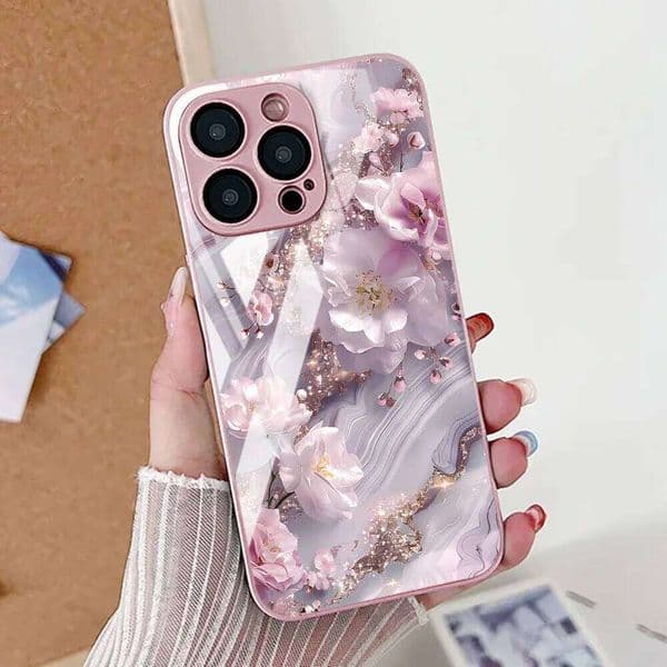 Flower Phone Case For iPhone 16 13 15 11 12 14 Pro Max 16E 17 Air 7 8 Plus XR SE 2 3 Shockproof Tempered Glass Cover Coque