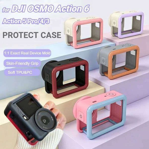 for DJI Osmo Action 6 5 Pro 4 3 PC+TPU Protector Case Non-Slip Anti-Drop Wear-Proof and Washable Cover Camera Accessories