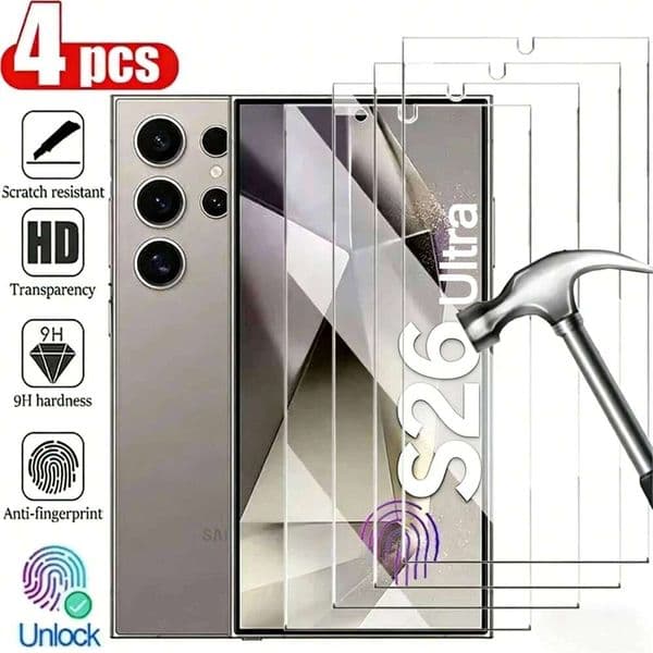 1-4PCS Full Coverage Support Fingerprint Screen Protector For Samsung S26Ultra S25/24/23 Plus Anti-Fingerprint/Scratch Film