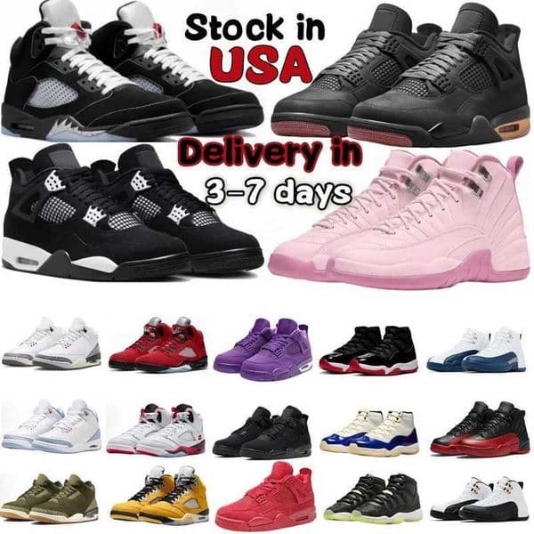 Designer for Men Women 4 4s 5 5S 3 3s 11 11s 12 12s 1s Basketball Shoes Pizza Grape Black Cat Fire Red White Cement Thunder sneakers trainers sport shoe big size 14 15 16