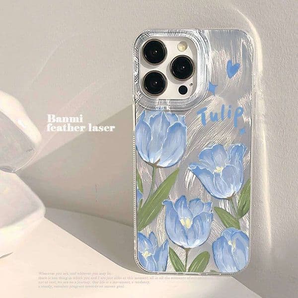 Xiaomi Note 10 14 13 Pro Plus 5G 4G 11 Case Fresh Blue Tulip Pattern Cases For Redmi 12 13C 14C Shockproof Cover