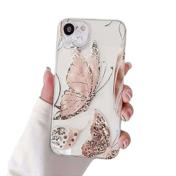 2026 Hot Bling Glitter Butterfly Phone Case For iPhone 17 16 15 14 1312 11 Pro Max Clear Transparent Soft TPU Shockproof Cover