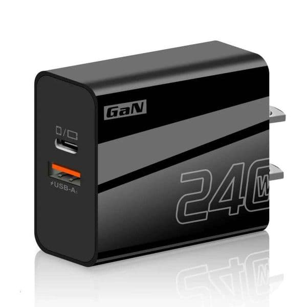 240W GaN USB PD 3.1 QC 3.0 Fast Dual Port Type C Charger for iPhone 17 17E 16 Pro Samsung S24 Xiaomi Laptop