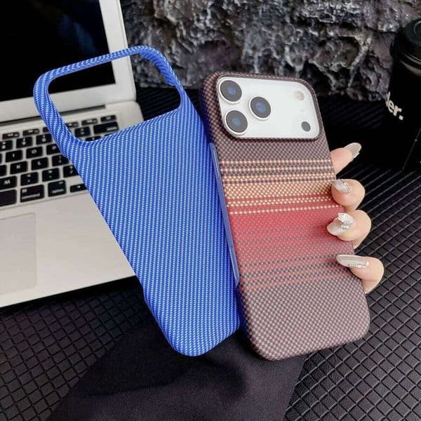 Slim Smooth-touch Frameless Carbon Fiber Texture Case For IPhone 17Pro Max Air 16E 15 14 13 12 Plus Water Ripple Anti-Drop Cover
