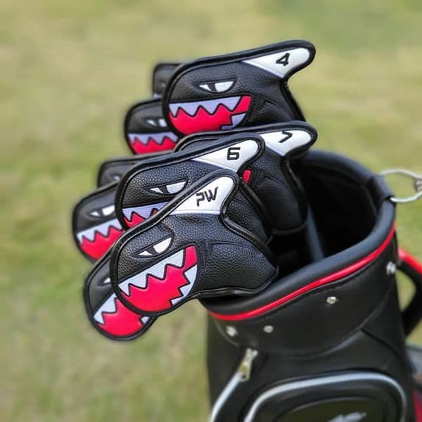 Golf Accessory Other Golf Products 9Pcslightweightwaterprooffaux Leather cover Club Shark Shape Iron Head Covers Accessories Football