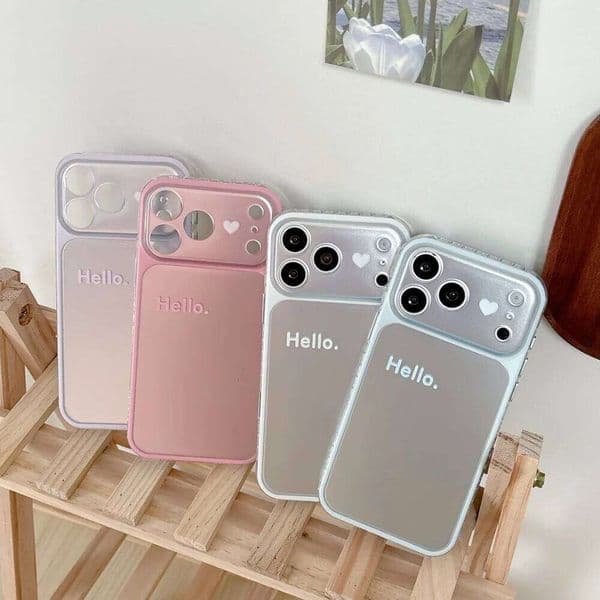 Trendy Hello Heart Slim Phone iPhone 17 16 15 Pro Max Full Camera Coverage Shockproof Protection Case for Women Girls