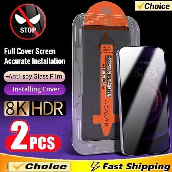 Privacy Screen Protector For iPhone 17 16 15 13 11 12 14 Pro Max Air SE Mini XR Oleophobic Coating Dust Free Installation Glass