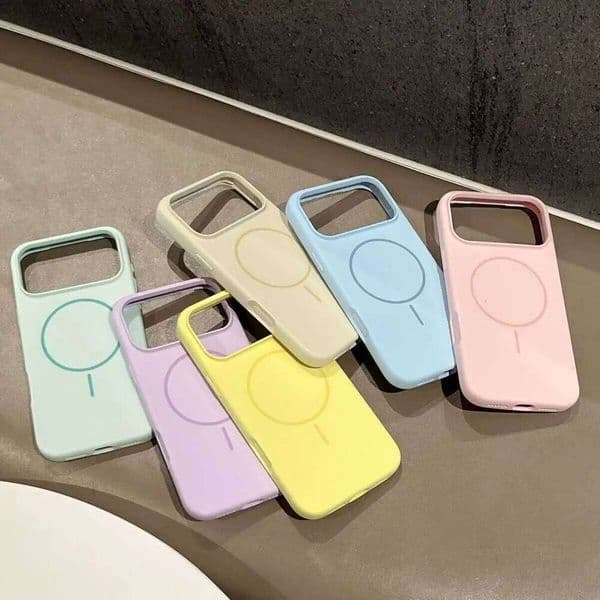 Fashion Color Original Liquid Silicone Phone Case For iPhone 17 ProMax 16 15 14 13 Pro Skin Feel Magnetic Charge Anti-drop Cover