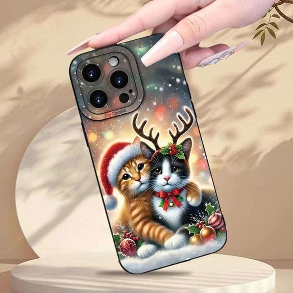 Christmas Lucky Cat Elf Pattern Phone Case 16 15 13 14 12 11 Pro Max For iPhone XS X XR 8 Plus Soft TPU Cover Fundas