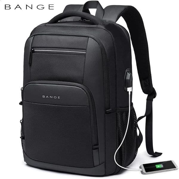 BANGE Travel Waterproof Backpack with USB Charging Port Fit 156 Inch Laptop Backpacks for Men and Women Teenager School Bags 260530