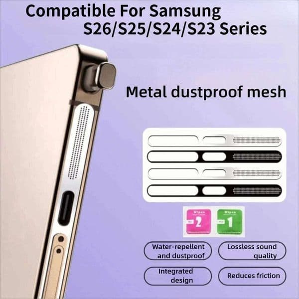 4PCS Metal Dustproof Net Sticker For Samsung S26 Ultra S25 FE Edge S24 S23 Easy Install Speaker Hole Anti-dust Mesh Protect Cap