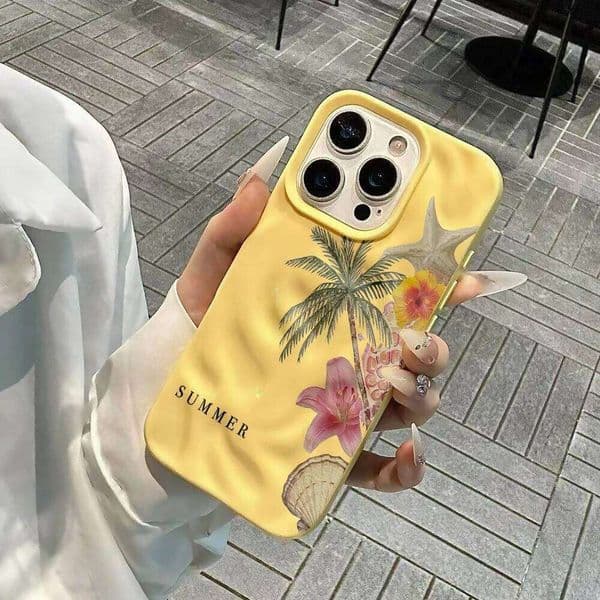 Summer Coastal Aesthetics Phone Case For iPhone 16 15 13 12 11 Pro Max 14 Plus 17 Air Wrinkle Wave Soft Silicone Cover