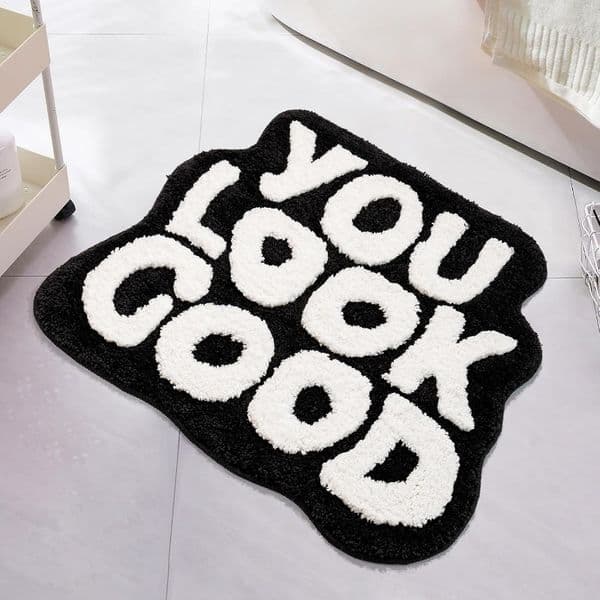 Plush Carpet, Bathroom Door Absorbent Anti Slip Pad, Letter Shaped Floor Mat, Bedside Bedroom Floor Mat