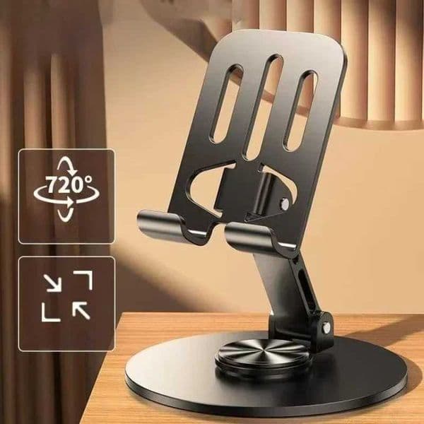 Universal All-Metal Aluminum 360 Rotating Mobile Phone Holder - Folding Double Shaft Design Stable Anti-Slip Bracket S2641