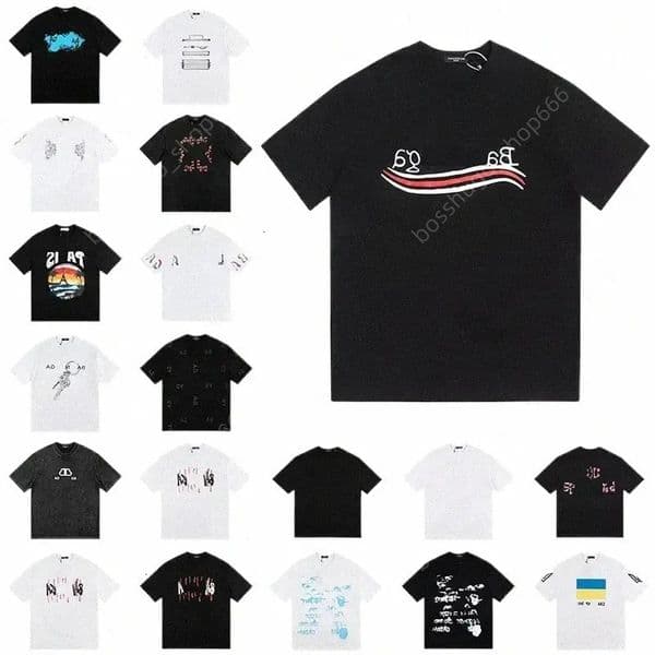 summer new men's designer T-shirts Fashion lettering print Top Short sleeve trend Cotton Polo short sleeve street graffiti shirt S-XL d6DJ# 98