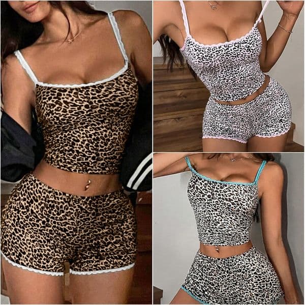 Ins-style hot girl womens clothing 2026 summer new leopard print lace trim V-neck camisole