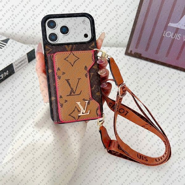 body Wallet Phone Cross Case Designer iPhone Case for iPhone 17 Pro Max 16 Pro Max 15 14 12 13 15 Plus 16 Plus Case Card Holder Bag Handbag Case Strap Lanyard Flower Z260604