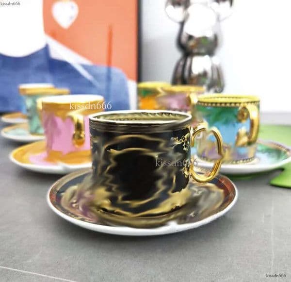 Designer Gold Cup Household Cup Luxury Porcelain Coffee Cup Elegant Tea Cup Set Beverage Milk Cup Kitchen Utensils Cup Plate Set