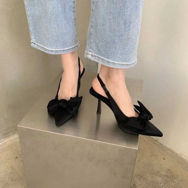 Slim Heels Fashion Stunning Tender Sandals For Women Spring Summer High-End Attractive Pointed Toe Cap Bow High Heel Sandals X260401