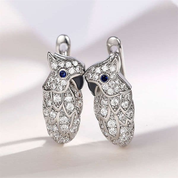 Moissanite Jewelry retro animal earrings micro-inlaid Moissanite parrot ear clips unique and trendy versatile earrings wholesale