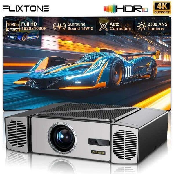 Touyinger Flixtone V7 4K Full HD 1080P 2300 ANSI Video Projector 15W*2 Android Auto Focus Theater Cinema Home 26Y0401