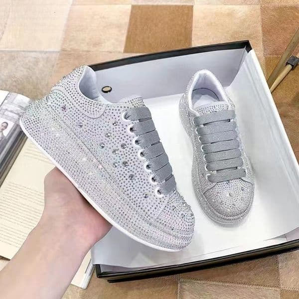New Water fashion Diamond Platform Women s White Shoes Spring New Multi functional Thick Bottom Water Diamond Shoes Trendy Casual Shoes