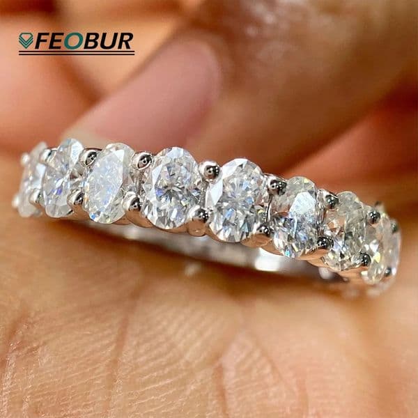 35mm Oval Cut Full Ring for Women Men 925 Sterling Silver Lab Diamond Wedding Band with Certificate Jewelry 260327