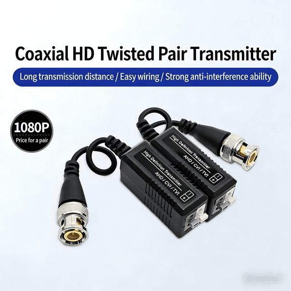 Passive Twisted Pair Video Balun, 1080P HD CCTV Video Signal Transmitter, Anti-interference BNC to UTP Extender for Security Surveillance