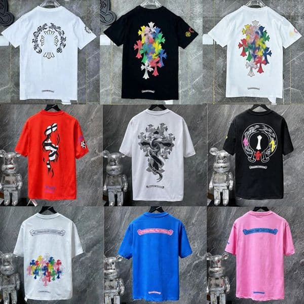 graphic Tee Mens T Designer Shirt Tshirt for Men Summer Cotton Round Neck Tees Short Sleeves Chrome Shirts