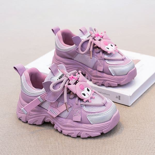 Kids Chunky Sneakers for Girls Cartoon Breathable Casual Sports Shoes Non-slip Running Shoes for Children Lightweight Breathable Walking Shoes for Little Kids