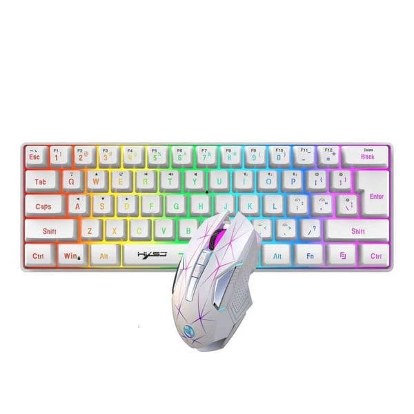 60% Wireless Keyboard and Combo, RGB Backlit Quiet Ergonomic Mechanical Feeling Keyboard, Gaming Mouse for Desktop