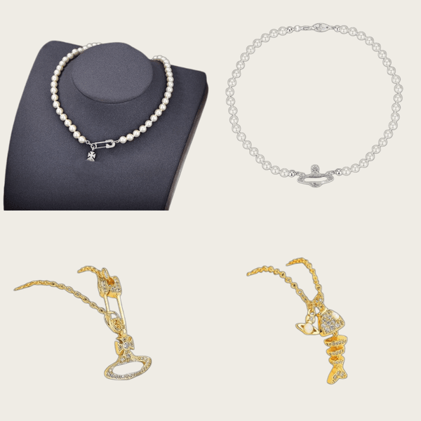 Plated Silver Necklace Women Saturn Designer necklace Shiny Plated Gold Dainty Feminine necklaces Sweet Valentine Gift Party Wear luxury jewelry womens om874