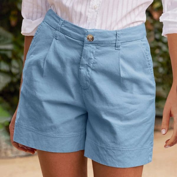 Cotton Linen Solid Shorts For Women Button High Waist Summer Loose Casual Pockets Shorts Female Pants Women Clothing 260330