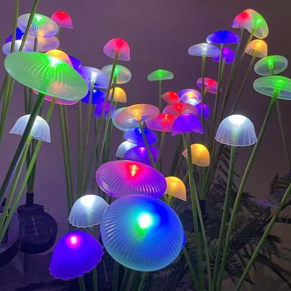 Solar Garden 6LED Jellyfish Mushroom Lights Waterproof Outdoor Decor Yard Patio Pathway Lawn Lamp