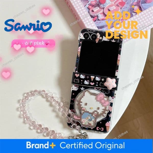Kawaii Cartoon Hellokitty Magnetic Phone Case For Samsung Galaxy Z Flip6 Flip7 7Fe Flip5 6 7 Cover With Stand For Magsafe Cases Luxury Goods