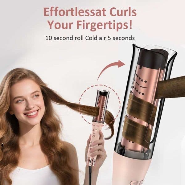 new best-selling automatic curling iron with ceramic coating, heating roller, 4 adjustable temperature settings, and cool air function