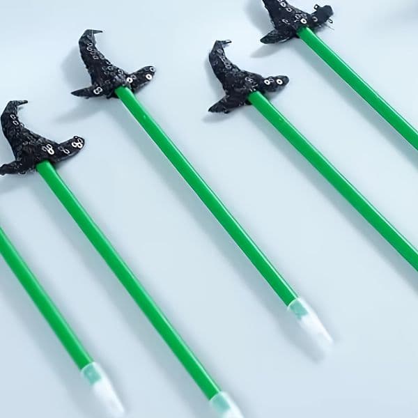 Wizard Hat Pen, Glitter Flip-Flop Glowing Ballpoint Pen, Adult Office Halloween Wizard Party Supplies, Black Hat