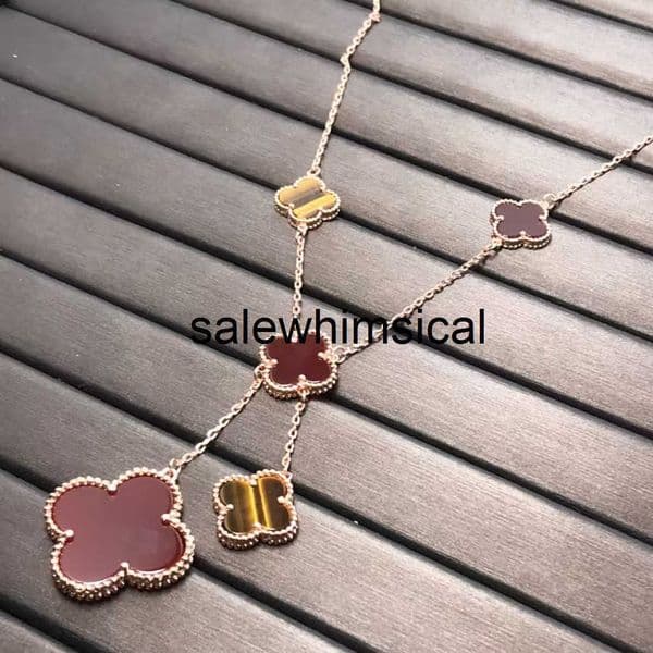 Four-leaf clover six-flower necklace and bracelet natural white mother-of-pearl with large and small flower tassels light luxury jewelry
