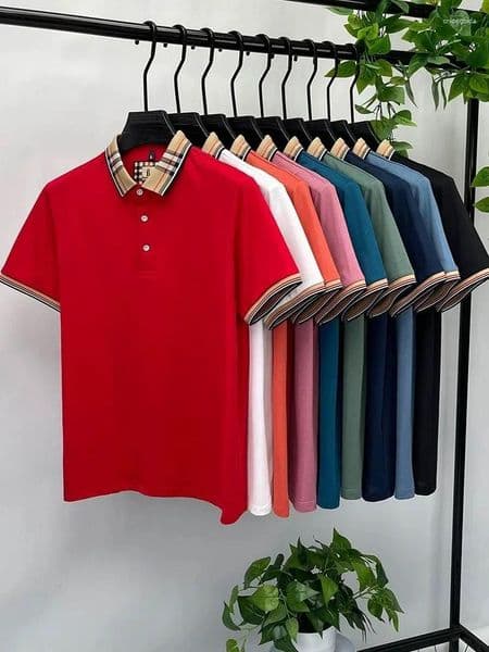 tops Men's Polos Luxury Brand Short Sleeve Polo Shirt Men Fashionable Simple Solid Color Summer Mercerized Cotton Breathable Casual Lapel