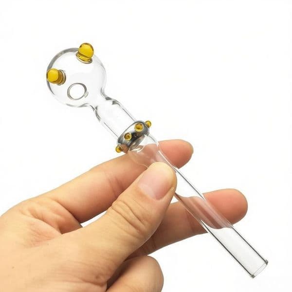 Thick heady Glass Oil Burner Pipes hand tube nails Pipe For Smoking Bubbler Handcraft Nail Burning with colorful balance dot