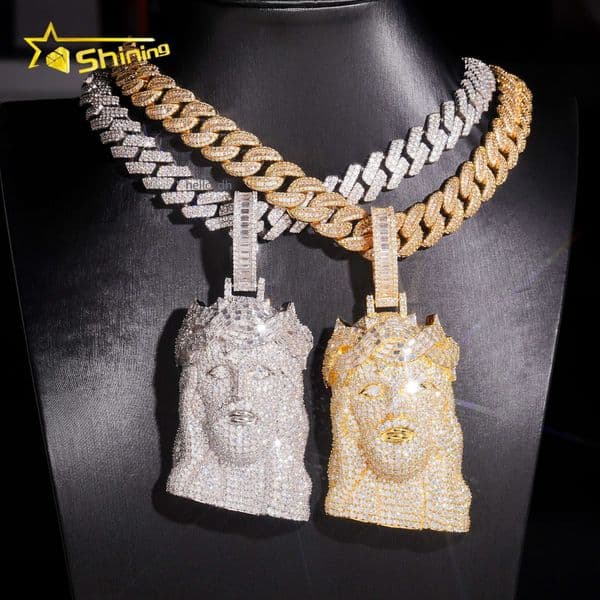 Factory Wholesale Price Hip Hop Jewelry 925 Sterling Silver D Color VVS Moissanite Pendant Iced Out Jesus Pendant Necklace